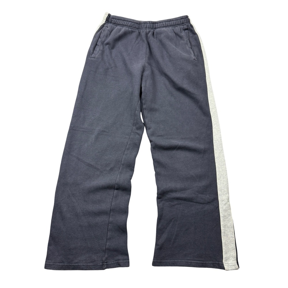 John Galt Brandy Melville Navy Blue Gray Stripe Wide Leg Sweatpants One Size